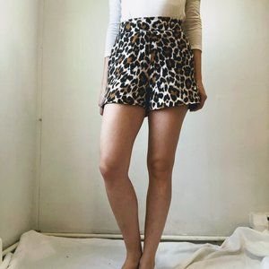 JCrew leopard print linen shorts, sz 00